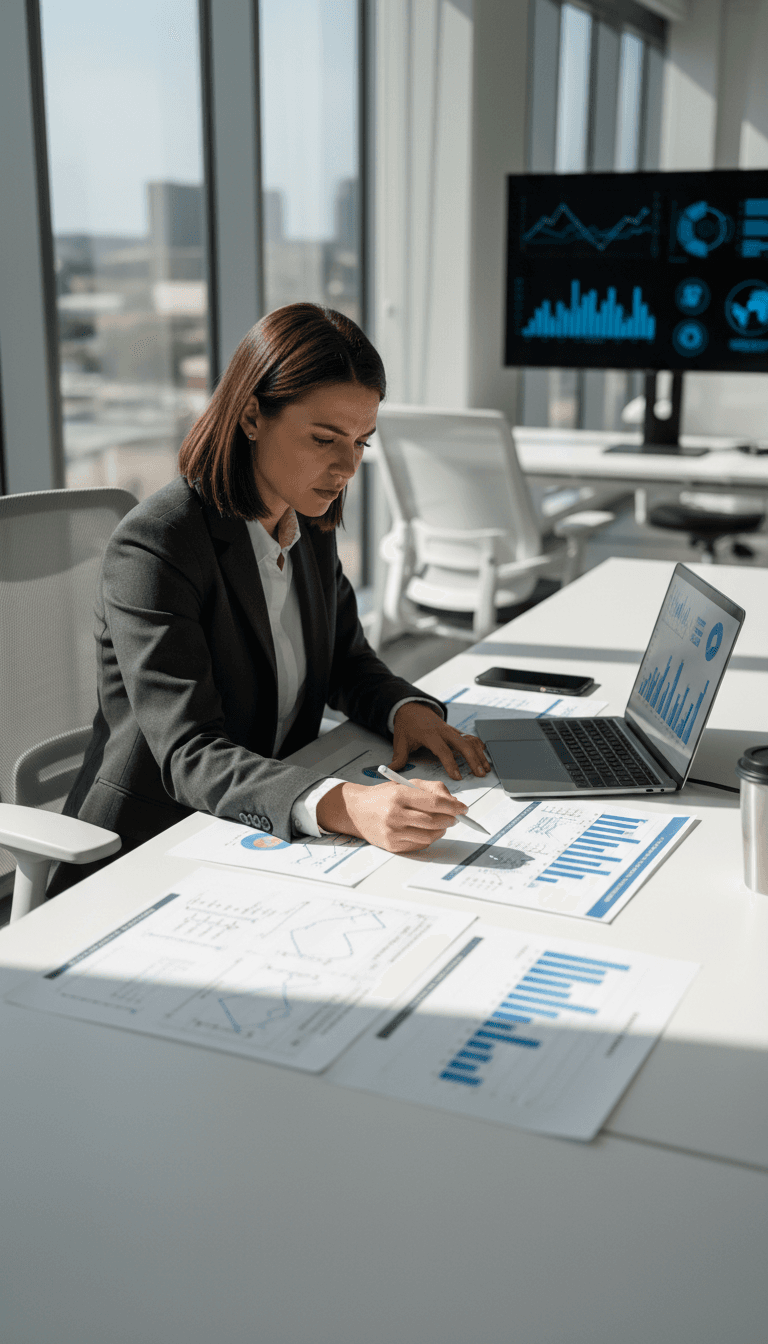 IT consultant reviewing technology strategy and infrastructure documentation